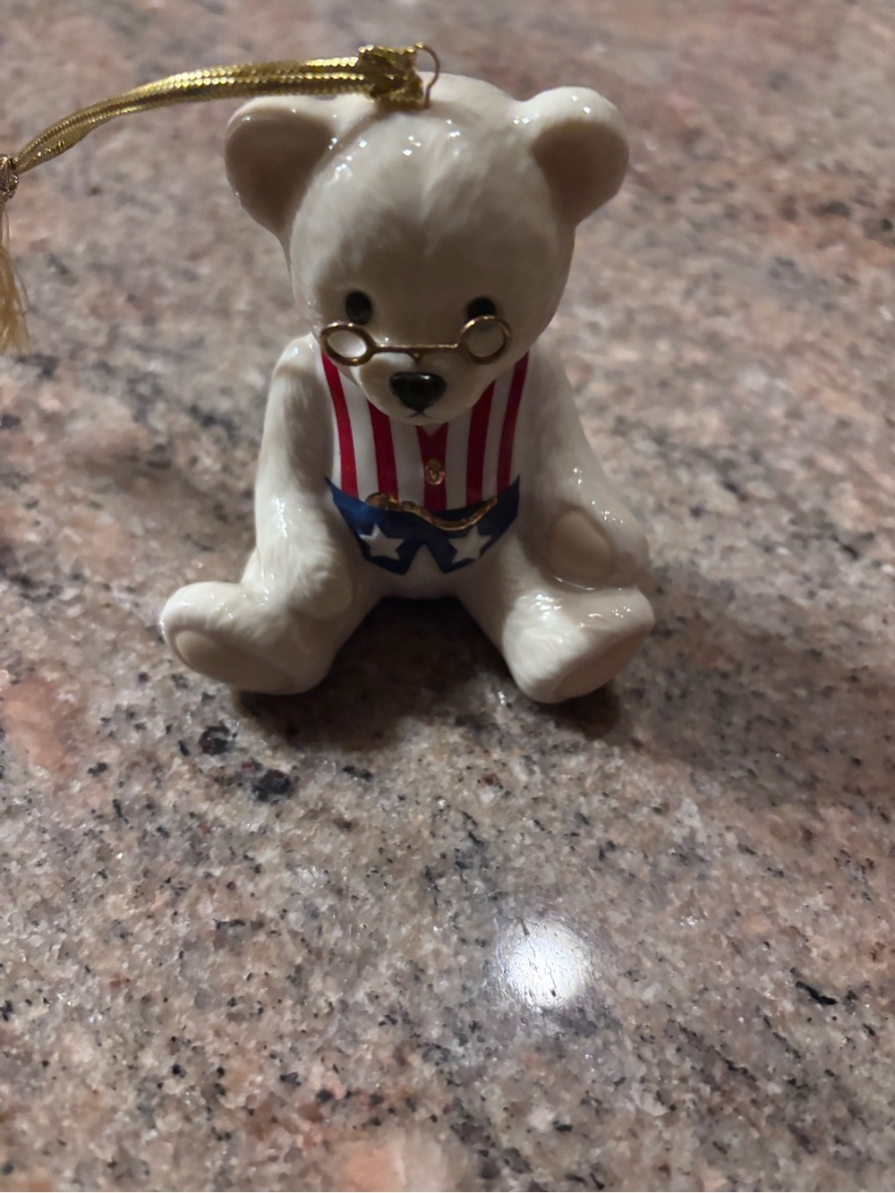 Lenox Patriotic Ceramic Teddy Bear Ornament - 100th Anniversary.